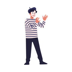Mime artist in performance vector illustration