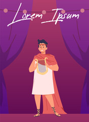Ancient Greek performer with lyre vector illustration