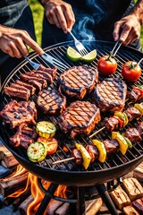 grilled meat on the grill