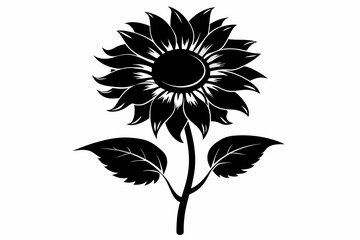 sunflower isolated on white background, Vector illustration, silhouette, bird, icon, svg, characters, Holiday t shirt, Hand drawn trendy Vector illustration, Rose flower