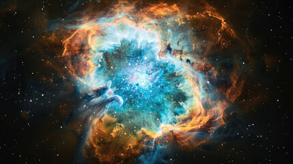 Obraz premium A giant nebula in space with swirling gas and dust forming a circular portal shape