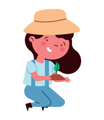 little girl planting tree