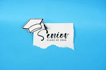 Senior class of 2024. Senior 2024. Congrats Graduation lettering on torn paper.