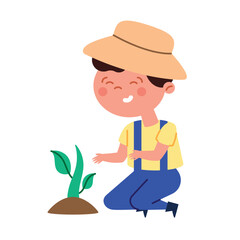 boy planting tree