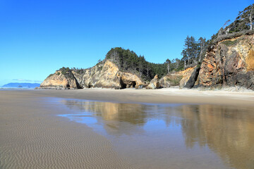 Hug Point Beach, Oregon - The beautiful beach where the stagecoaches needed to hug the cliffs at...