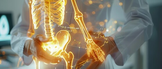 Closeup half body of a rheumatologist examining joint mobility