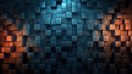 Abstract geometric background with the wall made of cubes