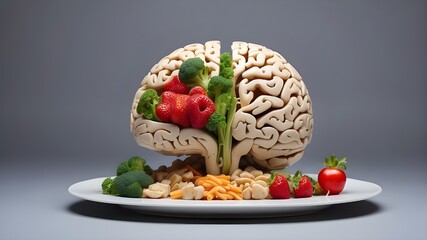 nourishing meal shaped like a brain. Concept of health in the brain