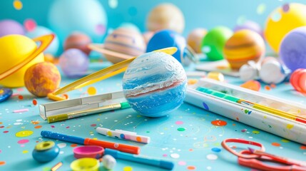 Creative craft of planets, ideal for education and science projects.