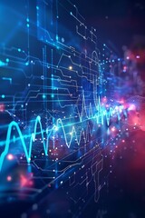 Obraz premium Heart Rhythms From EKG Pulse to Digital Wave. 