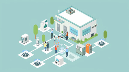 Obraz premium A home setting where a family interacts with a smart home AI system, controlling various home appliances and security