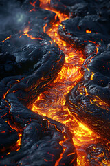 heat radiating from molten lava as it flows relentlessly