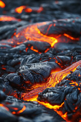 heat radiating from molten lava as it flows relentlessly