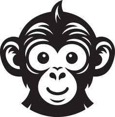 Funny monkey face silhouette vector illustration.