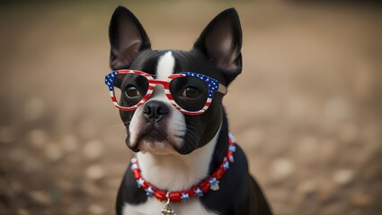 Patriotic Pooch: Dog with American Flag Art Adorning its Glasses!