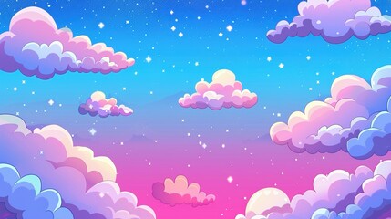 Skyborne Splendor: Fluffy Clouds Adorned in Glitter