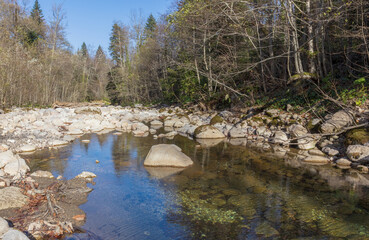 the beginning of autumn, walks along the riverbank in nature, panoramic views and the state of the...