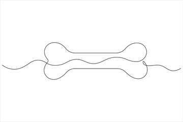 Vector illustration of dog bone continuous one line art drawing concept