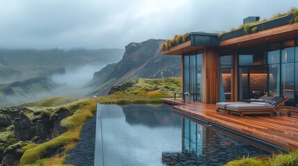 A boutique hotel in Iceland, designed with sustainability in mind, offering guests an eco-luxury experience amidst stunning natural landscapes