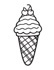 Illustration Coloring draw favorite food sweet ice cream black and white version good for kids