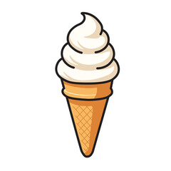 Illustration Vector Graphic Cartoon of a  Vanila Ice Cream Cone 