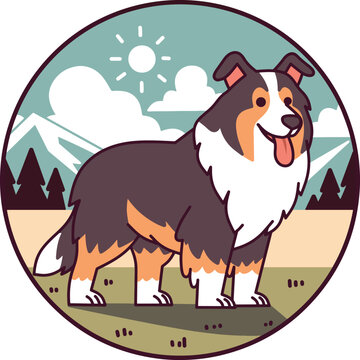 cute shetland sheepdog illustration