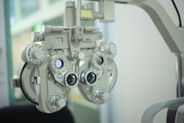Phoropter eye test in optical store 