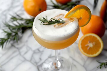 Refreshing Orange Cocktail with Fresh Garnishes
