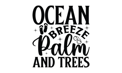 Obraz premium Ocean breeze palm and trees on white background,Instant Digital Download. Illustration for prints on t-shirt and bags, posters 