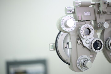 Phoropter eye test in optical store 