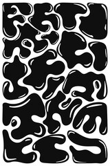 Abstract wavy bubble elements in trendy y2k style. Set of liquid abstract shapes in dark color with highlights. 