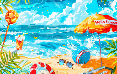 beautiful Summer background illustration design for summer sale or promotion