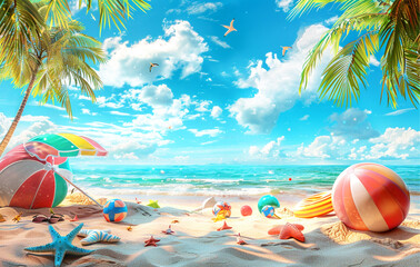 beautiful Summer background illustration design for summer sale or promotion
