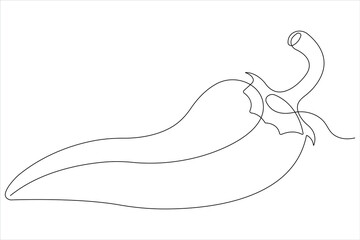 Hot spice chili pepper in continuous one line art drawing of style vector illustration