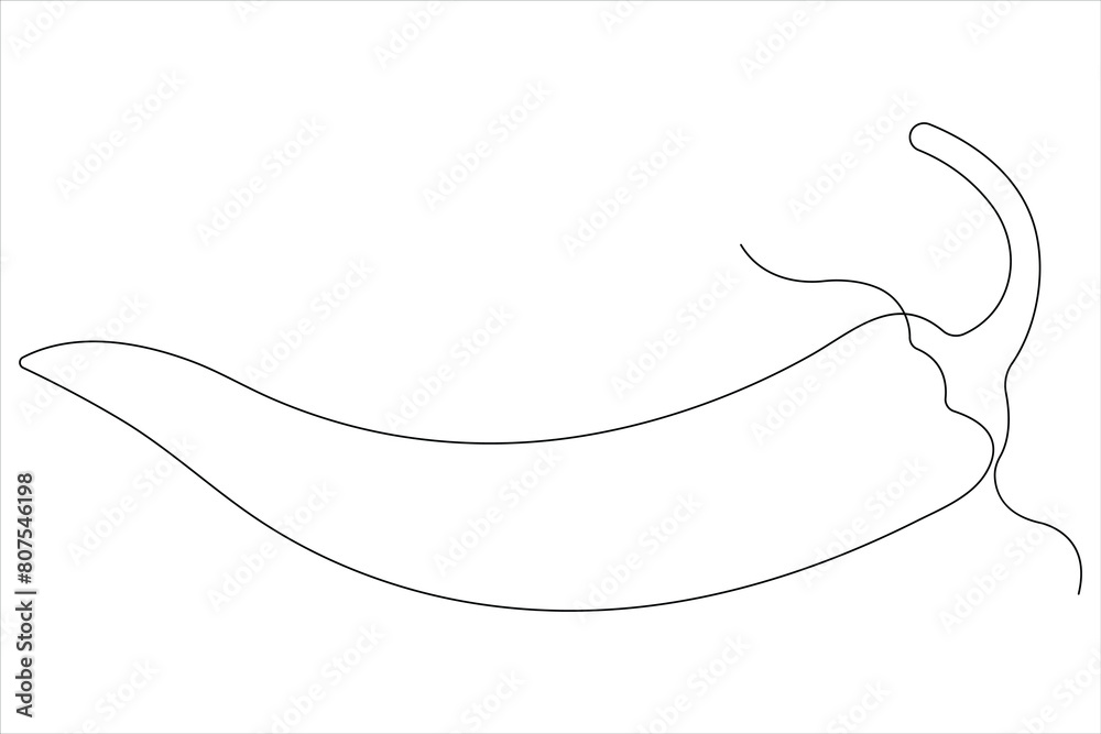 Wall mural Hot spice chili pepper in continuous one line art drawing of style vector illustration - Wall murals