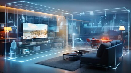 A digital blueprint of a modern home.