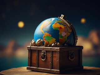 World globe with currency symbols