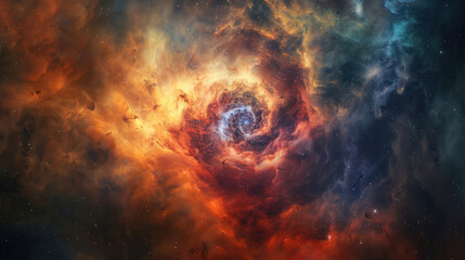 Obraz premium Amazing nebula with bright colors, swirling clouds of gas and dust on outer space background