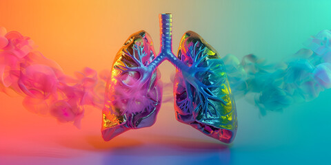 Lung with smoke isolated on dark background 