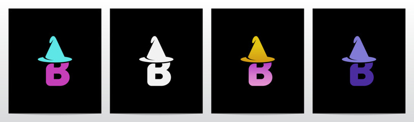 Wizard Magician Witch Hat on Letter Initial Logo Design B