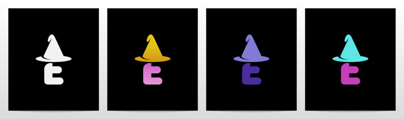 Wizard Magician Witch Hat on Letter Initial Logo Design E