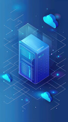 Endpoint Protection cloud server in isometric illustration