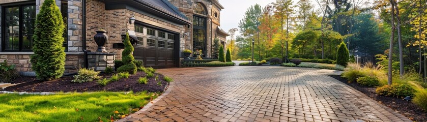 Durability and appearance for new home brick driveway with protective sealant 