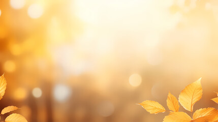 Autumn background, leaves and blurred sunlight