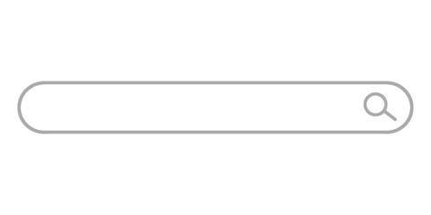 blank search bar icon, search box simple flat style vector illustration for text isolated on white and transparent background. grey website search banner