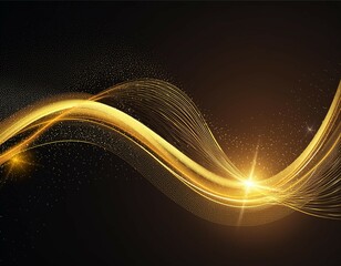 Gold flow and golden glitter smoke particles background, shimmer glow or dust light spray. Golden fragrance flow effect with magic glitter fluid sparkles and shine gleaming flares