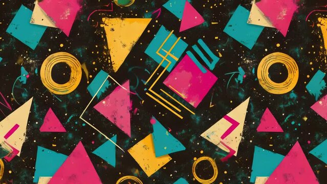Colorful and abstract pattern of shapes and triangles