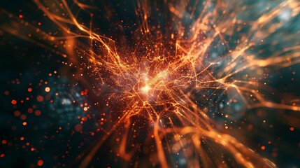 Abstract visualization of a data network explosion, symbolizing dynamic digital growth and complexity