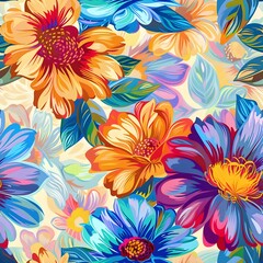 pastel flowers tile seamless background