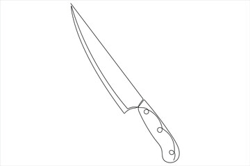 Continuous one line art drawing of knife outline vector illustration